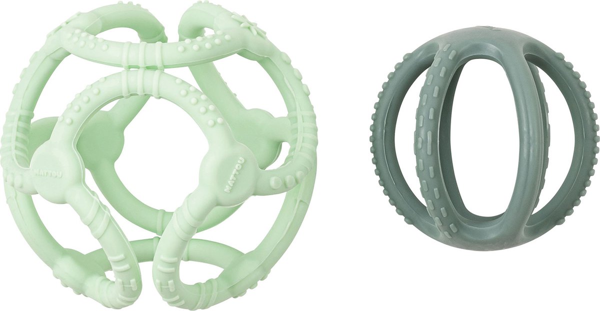 Lot De 2 Balles En Silicone Sans BPA - 10 Cm & 7 Cm - Texture Stimulante Pour Bébé - Jeu, Dentition, Motricité - Couleur Vert Pastel/jaune