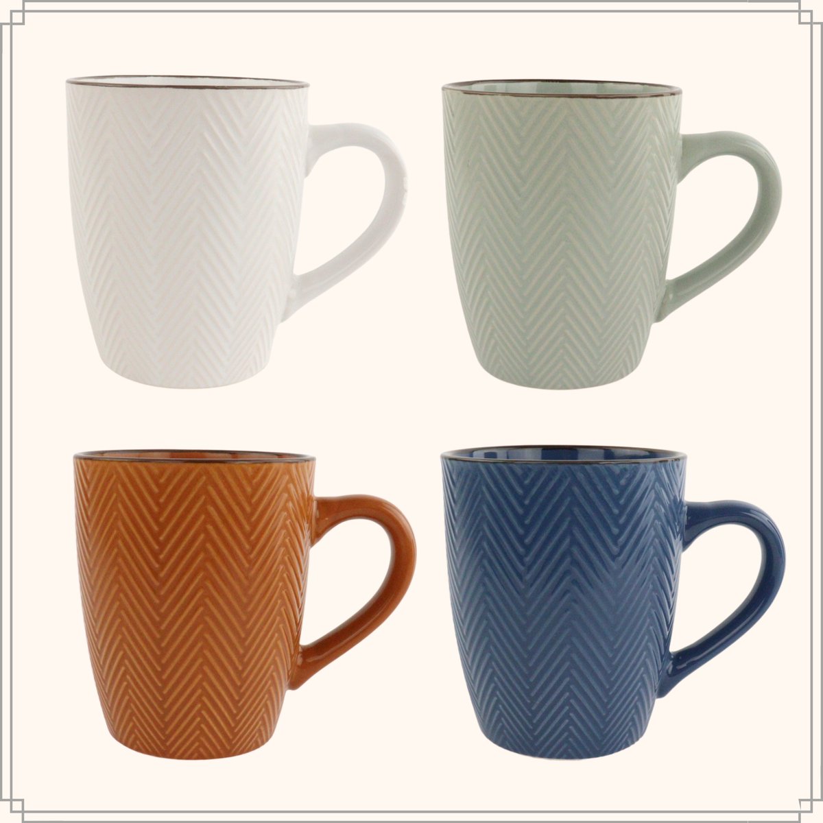 OTIX Koffiekopjes - met Oor - Set van 4 - Verschillende kleuren - Aardewerk  - 370 ml -... | bol.com