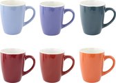 Orange85 Koffiekopjes - Set van 6 - Koffiemok - Met oor - Mokken - 6 stuks - Diverse Kleuren - 300 ml - Aardewerk - Theemokken