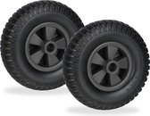 Relaxdays kruiwagenwiel 2.50-4 - set van 2 - kruiwagenband zwart - reservewiel - rubber
