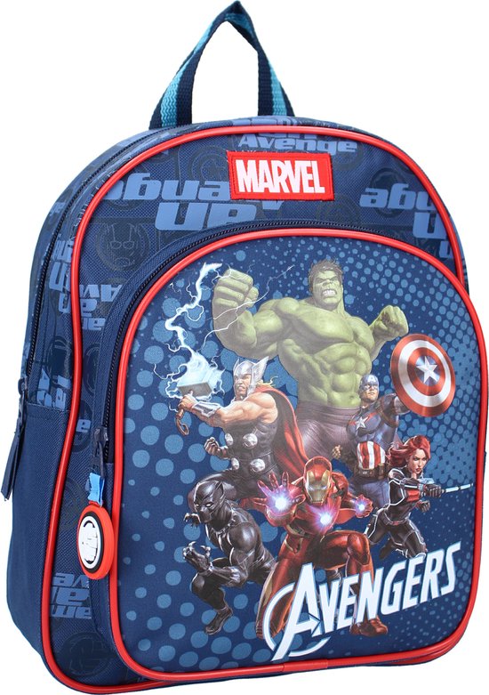 Marvel Avengers Rugzak, schooltas, voor kinderen, jongens, officieel fanartikel (Blauw/Rood