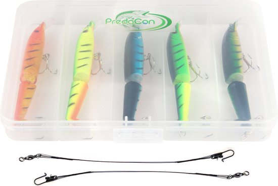 2-delige Kunstaas Pluggen Set met Stalen onderlijnen - 11cm - 15g - 8-delige set - Roofvissen - Kunstaas set voor Snoek, Zeebaars, Baars, Snoekbaars & Roofblei van Element Store — afbeelding 4