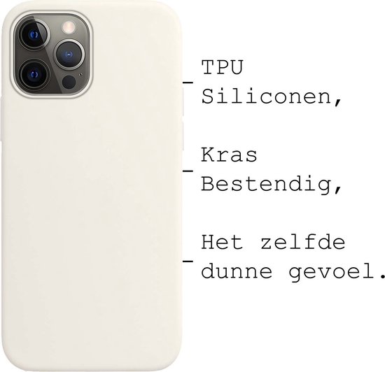 Hoesje Met Screenprotector - Geschikt voor Apple iPhone 14 Pro - Sterk & Shockproof - Back Cover - Siliconen Case - Telefoon Hoes - Wit