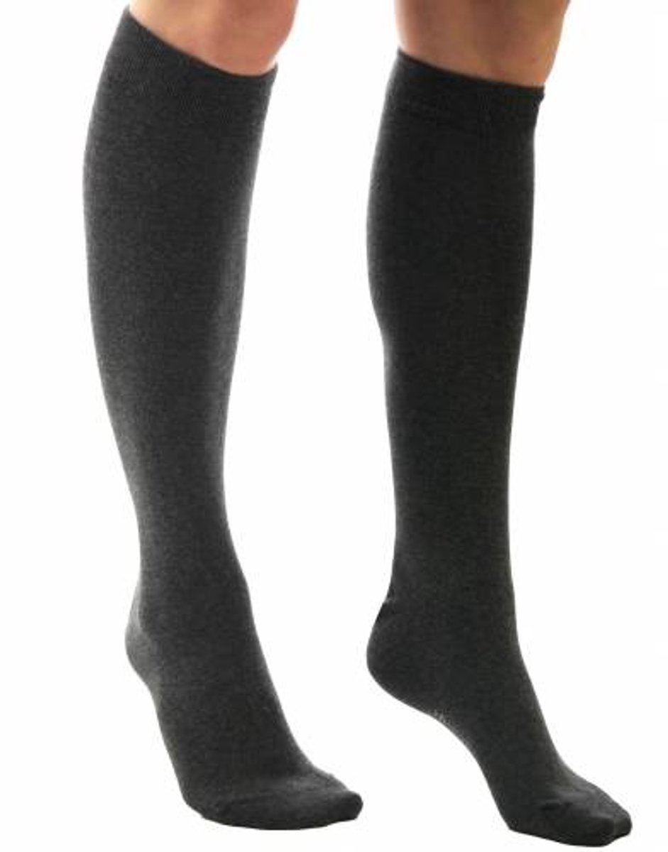 Yellow moon Yellowmoon kinder/dames kniekous 1 paar - Hoge katoeken sokken - 38 - Antracite