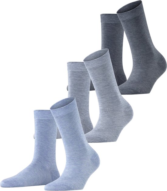 Esprit Solid Mix 3 Pack verstevigde damessokken zonder patroon ademend dun eenkleurig eco-vriendelijk Organisch Duurzaam Katoen Lyocell Multipack Veelkleurig Dames sokken - Maat 39-42