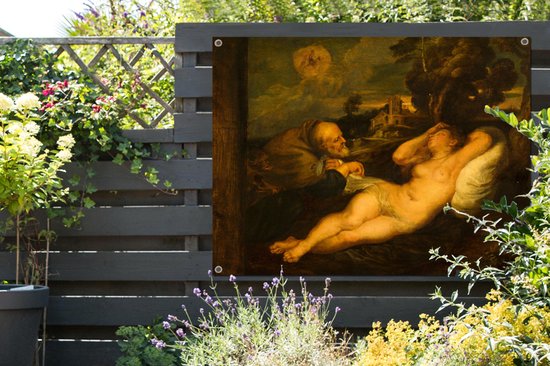 Affiche jardin - Toile jardin - Posters de jardin extérieur - Angélique épiée par l'ermite - Peinture de Pierre Paul Rubens - 120x90 cm - Jardin
