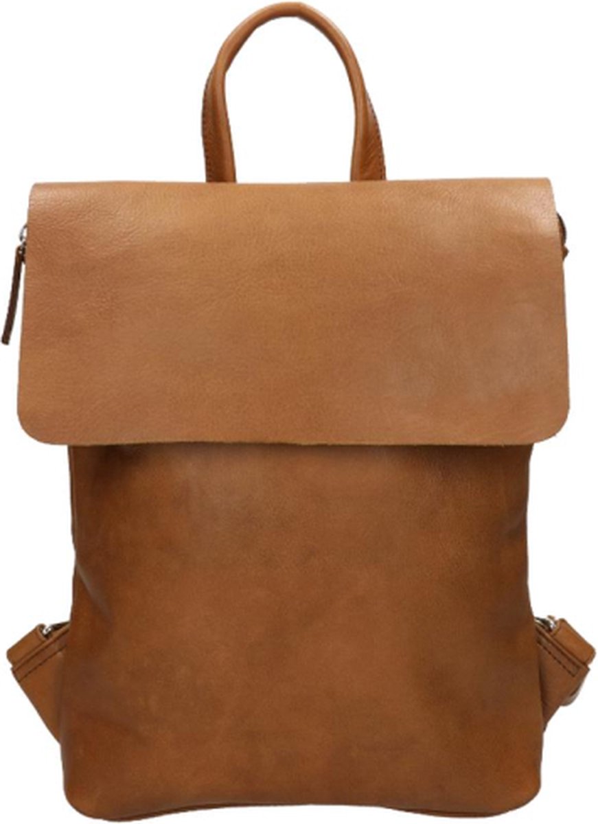 Saccoo Rugtas / Rugzak / Schooltas - Caracas - Liter - Leer - Cognac
