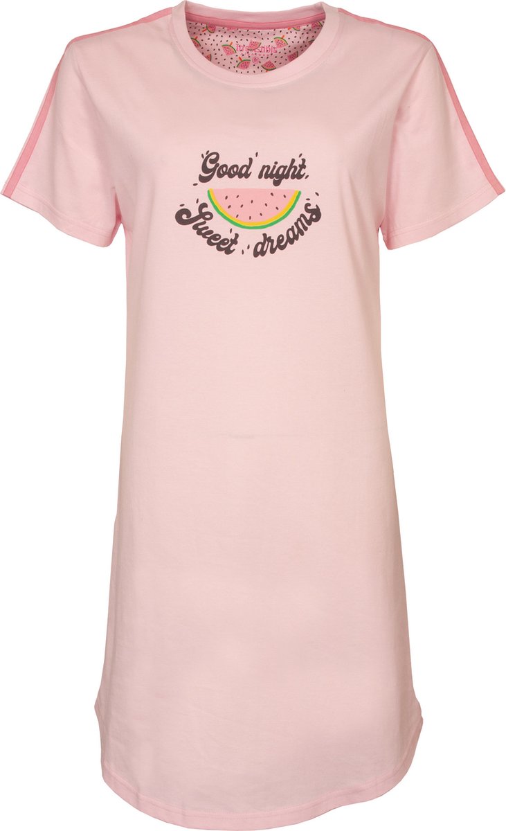 Irresistible Dames Nachthemd - 100% Katoen - Licht Roze - Maat M