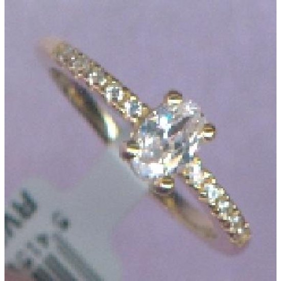 Ring Twice As Nice en argent plaqué or 18 carats, 1 oxyde de zirconium, 4 mm, petit oxyde de zirconium 56