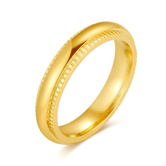 Ring Twice As Nice en acier inoxydable doré, 4 mm, striée 62