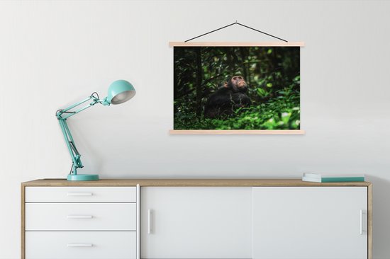 App entre plantes vertes dans la jungle affiche textielposter lattes vierge 90x60 cm - Tirage photo sur plaque scolaire (décoration murale salon / chambre)
