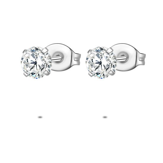 Boucles d' Boucles d'oreilles Twice As Nice en acier inoxydable, 1 zircone de 5 mm