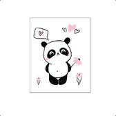 PosterDump - Panda met bloemetje roze - Baby / kinderkamer poster - Dieren poster - 70x50cm