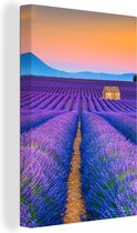 Canvas Schilderij Lavendel - Paars - Bloemen - 20x30 cm - Wanddecoratie