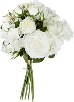 Atmosphera boeket van kunstbloemen - ivoor wit - hoogte 60 cm - witte bloemen - Bruidsboeket