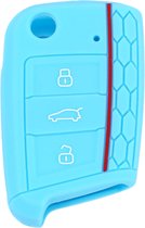 Étui de clé en Siliconen Sport - Étui de clé bleu clair adapté pour Volkswagen Polo / Golf / 2014 - 2021 / Seat Leon / Seat Ibiza / Golf GTI / Golf R / Golf 7 / Skoda - Étui de clé - Accessoires de vêtements pour bébé de voiture