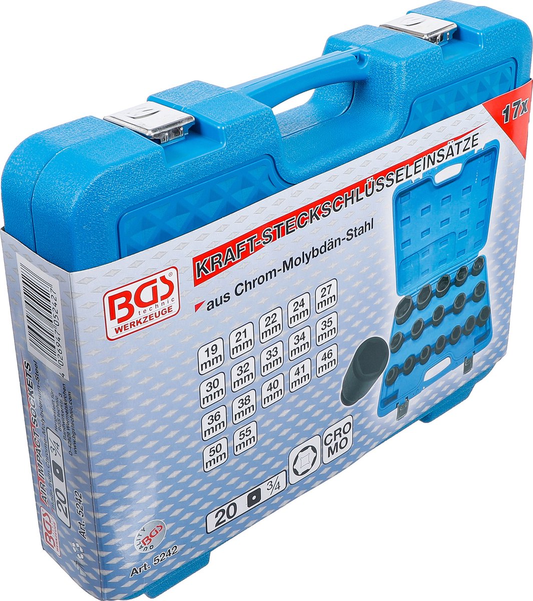 BGS Kracht doppenset 3/4 19 - 55 mm, 17 delig