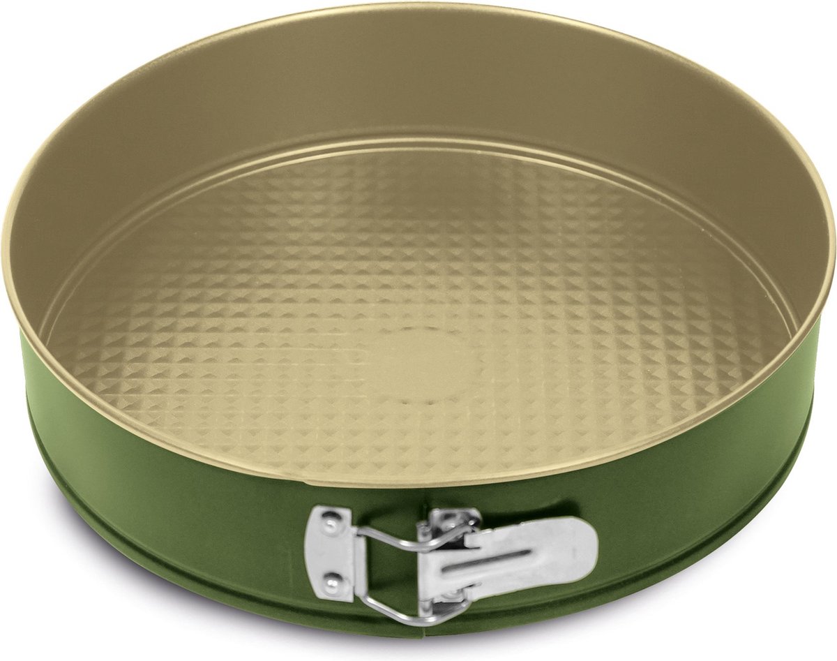 Guardini Bake Natural Springvorm - Cakeblik - Taartvorm - Cakevorm - Springvorm 22 cm - Staal - Groen & Goud