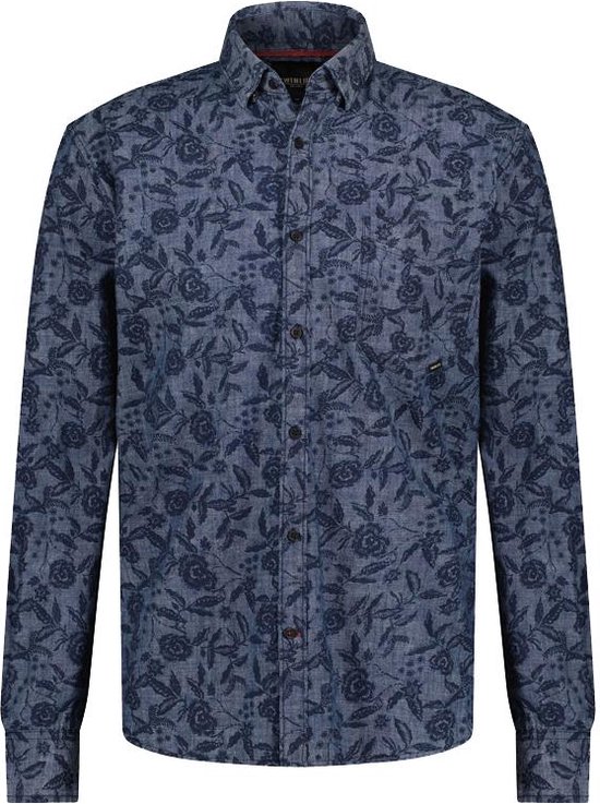 Twinlife Heren chambray floral - Overhemden - Wasbaar - Ademend - Blauw -  XL | bol.com