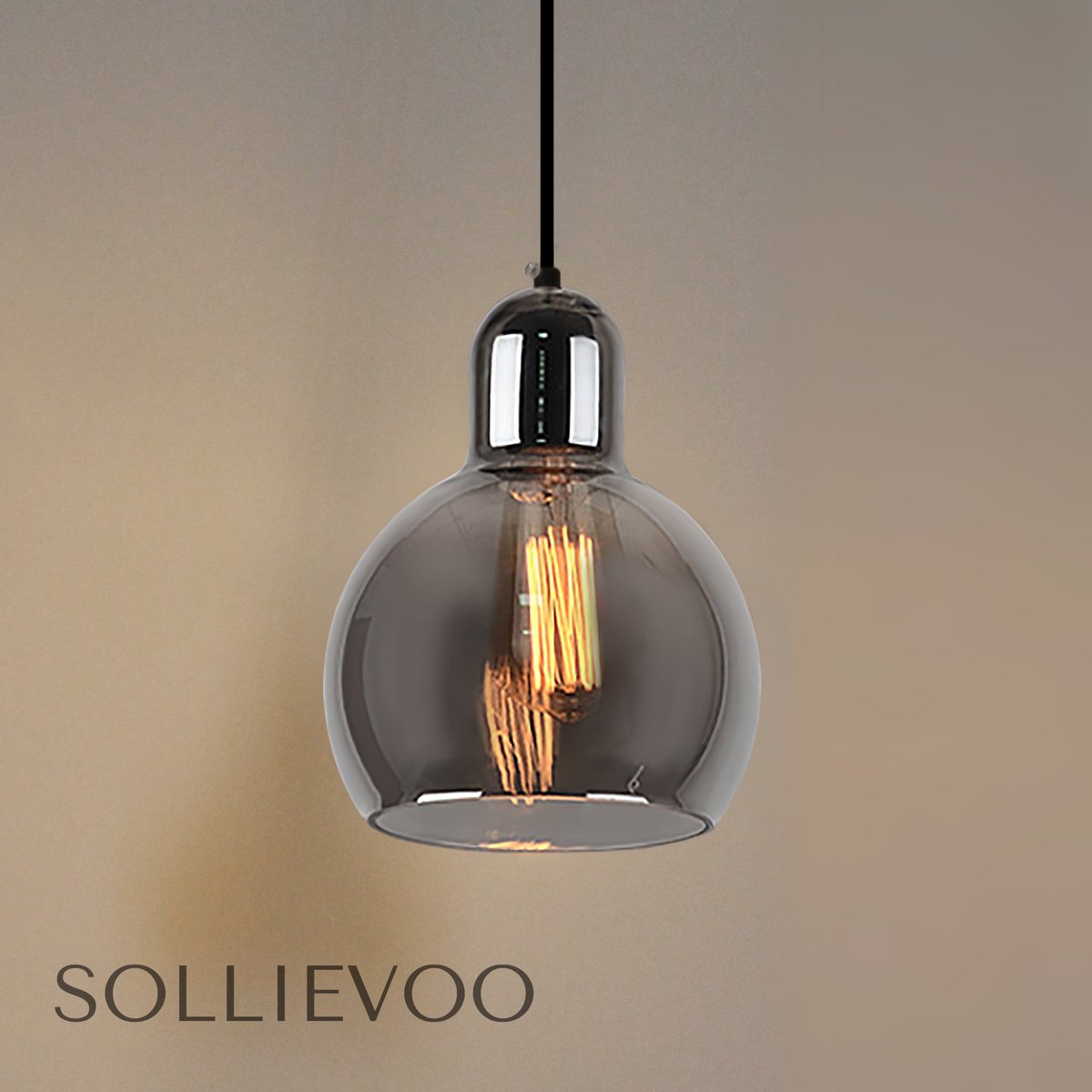 Led Rookglas Bol Hanglamp Glas industrieel Hanglampen Eetkamer Rookglas - Plafondlamp ...