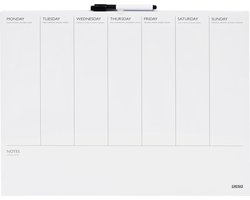 DESQ® Weekplanner - Whiteboard - Frameloos - Magnetisch - Droog Uitwisbaar - Horizontale indeling - 40 x 50 cm