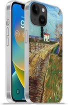 Geschikt voorApple Iphone 14 - Softcase hoesje - Pad door een veld met wilgen - Vincent van Gogh - Siliconen Telefoonhoesje