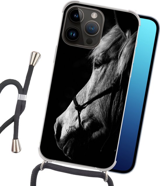 Étui de téléphone adapté à Apple iPhone 14 Pro - Cheval - Licol - Léger - Siliconen - Bandoulière - Coque arrière avec cordon - Étui de téléphone avec cordon - Étui avec corde Étui de téléphone