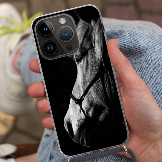 Étui de téléphone adapté à Apple iPhone 14 Pro - Cheval - Licol - Léger - Siliconen - Bandoulière - Coque arrière avec cordon - Étui de téléphone avec cordon - Étui avec corde Étui de téléphone
