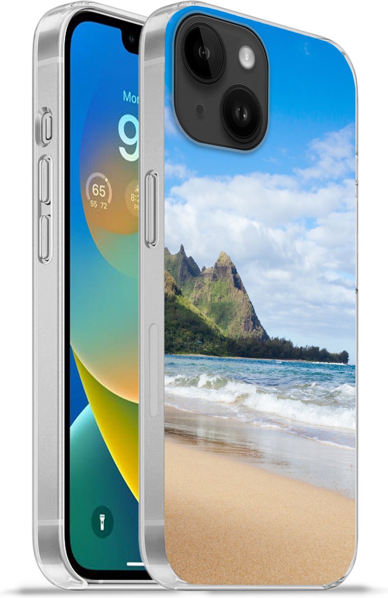 Telefoonhoesje Geschikt voor Apple Iphone 14 hoesje - Strand - Tropisch - Hawaii - Siliconen Telefoonhoesje Telefoonhoesje