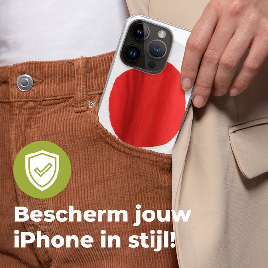 Telefoonhoesje Geschikt voor Apple Iphone 14 Pro hoesje - De vlag van Japan op een witte achtergrond - Siliconen Telefoonhoesje Telefoonhoesje