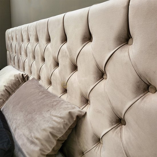 Boxspring bed met opbergruimte - 180x200 cm  velvet beige - Chester Deluxe incl. luxe matras!