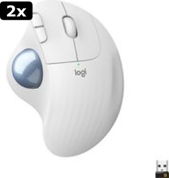 2x Logitech M575 ERGO Draadloze Trackball Muis Offwhite