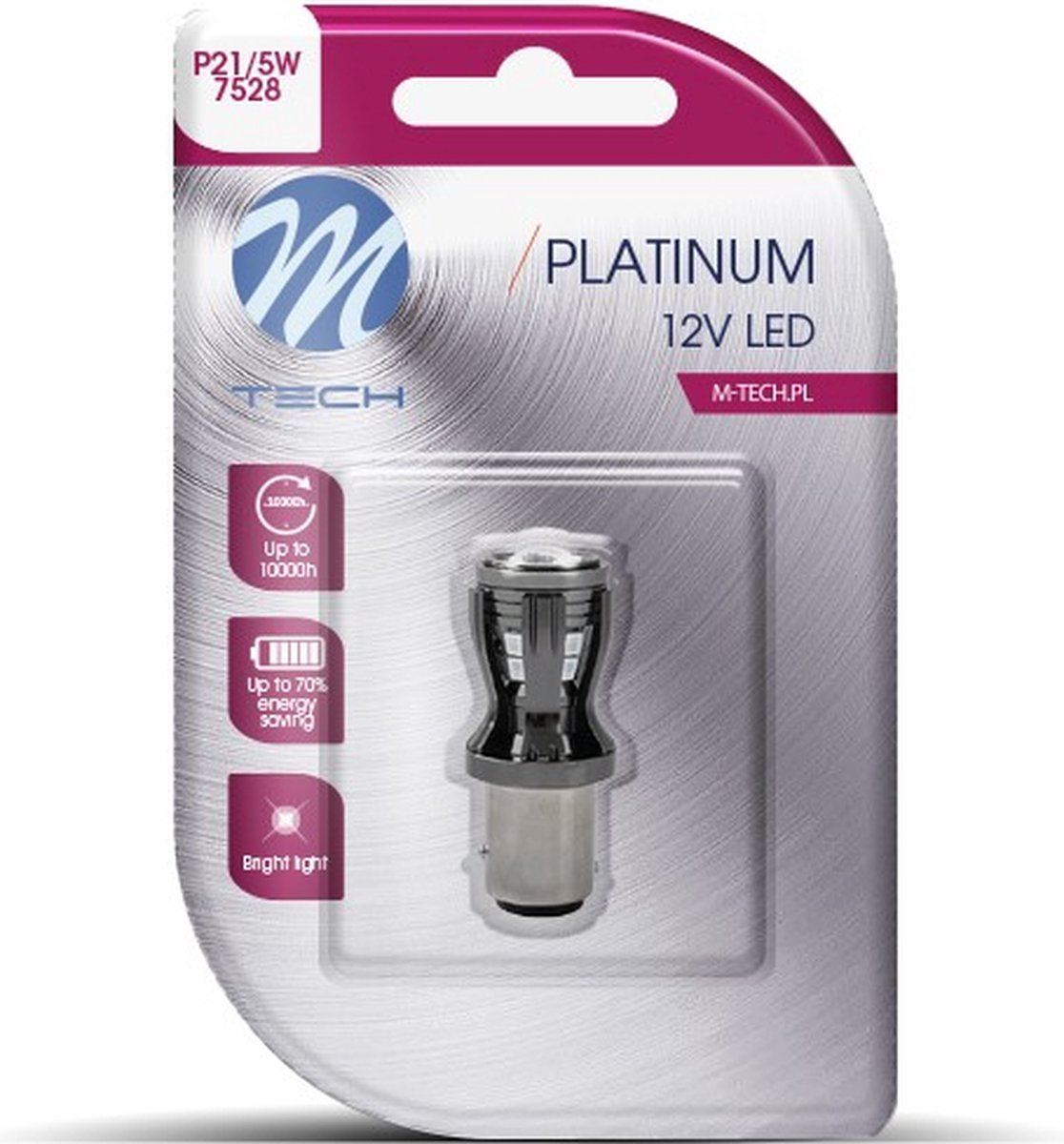 M-Tech LED - P21/5W 12V - Platinum - Canbus - 14x Led diode - Rood - Enkel