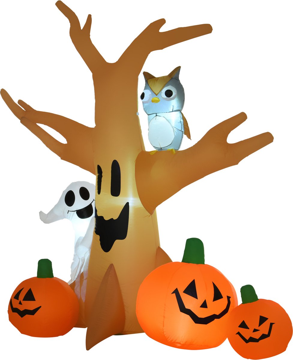 HOMCOM opblaasbare halloween-decoratie - ledverlichting boom - bruin