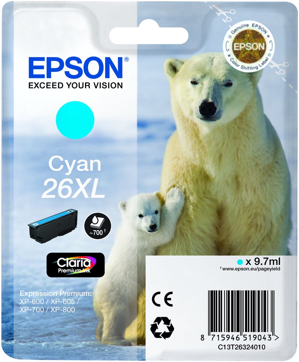 Epson 26XL - Inktcartridge / Cyaan