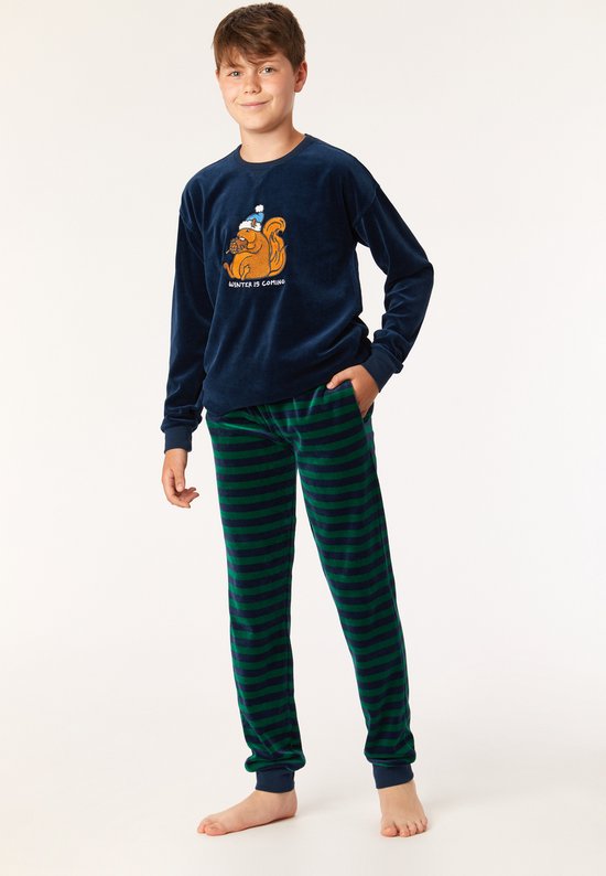 Woody pyjama jongens - eekhoorn - donkerblauw - - 152 | bol.com