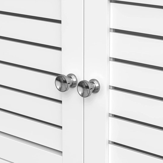 SONGMICS Meuble de Salle de Bain, Armoire de Rangement Haute, avec 3 étagères et 1 Placard à 2 Portes, en Bambou, 70 x 30 x 120 cm, Couleur Boisée et Blanc BCB010N01 | Votre wishlist sur