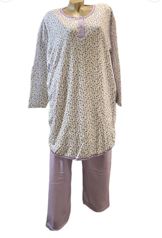 Pyjama femme en satin à imprimé floral blanc / violet XL 38-40 | bol.com