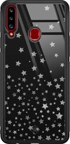 Casimoda® hoesje - Geschikt voor Samsung Galaxy A20s - Falling Stars - Luxe Hard Case Zwart - Backcover telefoonhoesje - Zwart
