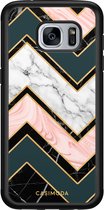 Casimoda® hoesje - Geschikt voor Samsung Galaxy S7 - Marmer Triangles - Zwart TPU Backcover - Marmer - Multi