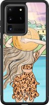 Casimoda® hoesje - Geschikt voor Samsung Galaxy S20 Ultra - Sunset Girl - Luxe Hard Case Zwart - Backcover telefoonhoesje - Multi