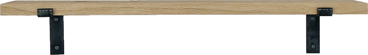 GoudmetHout® Wandplank Industrieel - 40 x 15 cm Muurplank - Eiken Hout - Decoratie Wandrek & Boekenrek - Hangplank Keuken - Wall Shelf + 2 Plankdragers van Ruw Staal