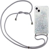 Lunso - Coque arrière avec cordon - iPhone 14 Plus - Glitter Argent