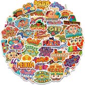 Trippy word art stickers - 50 stuks voor laptop, muur, agenda etc. - leuke illustraties met woorden