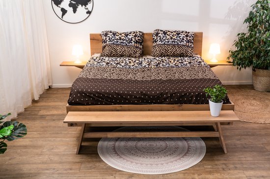 Zwevend bed - Bed Mila - inclusief hoofdbord en bed plank als nachtkastje - 140 x 200