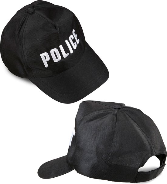 Widmann - Politie & Detective Kostuum - Amerikaanse Cap Politie - Zwart - Carnavalskleding - Verkleedkleding