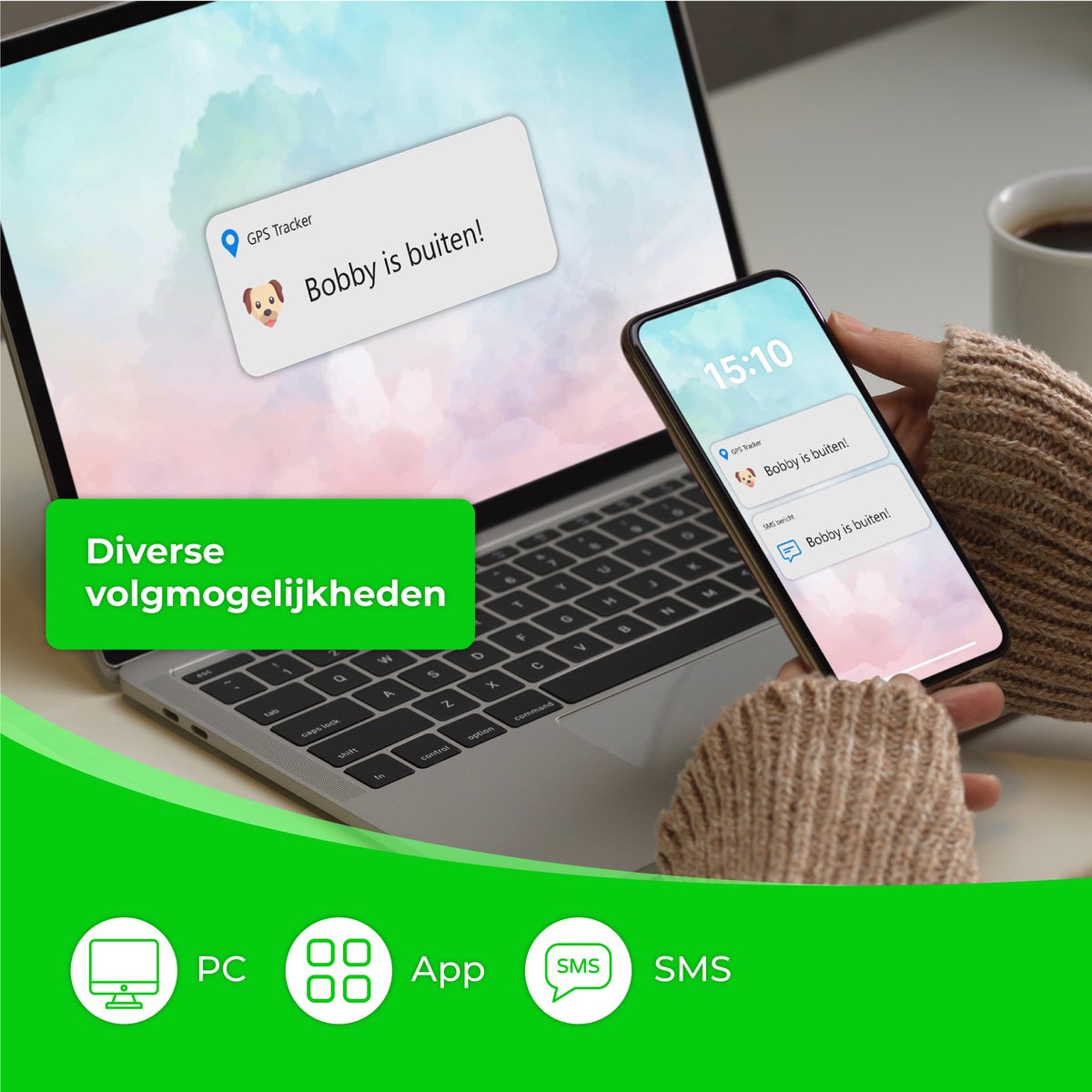 Nuvance GPS Tracker voor Hond Huisdier IP67 Waterdicht Grijs