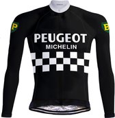 Retro Wielershirt lange mouwen Peugeot-BP-Michelin Zwart - RedTed - XL