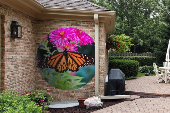 Garden Circle Butterfly - Botanique - Fleurs - 150x150 - Affiche Ronde de Jardin - Extérieur