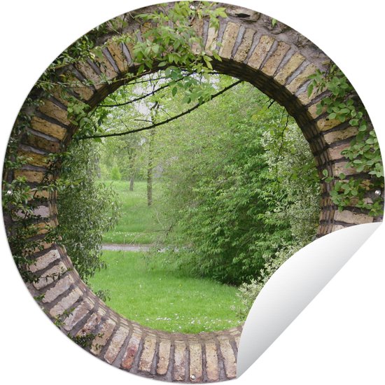 Tuincirkel Park - Doorkijk - Natuur - 90x90 cm - Ronde Tuinposter - Buiten